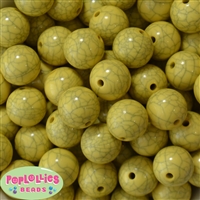 20mm Yellow Solid Crackle Bubblegum Bead