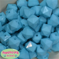 20mm Solid Blue Cube Bubblegum Bead