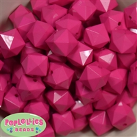 20mm Solid Hot Pink Cube Bubblegum Bead