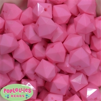 20mm Solid Pink Cube Bubblegum Bead