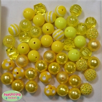 20mm Yellow Mixed Bubblegum Beads 52pc