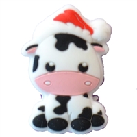 Adorable Christmas Cow Silicone Focal Bead