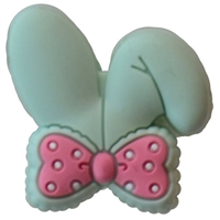 Cute Mint Bunny Ears with Bow Silicone Focal Bead