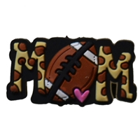 Leopard Print Football Mom Focal Bead with Flower detail