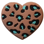 30mm Cute Leopard Heart Silicone Focal Bead