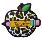 Leopard print apple with Teacher Silicone Focal Bead