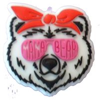 Cute Mama Bear Silicone Focal Bead with Flower detail