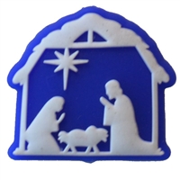 Blue and White Christmas Nativity Silicone Focal Bead