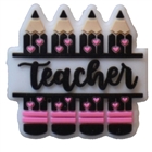 Hot Pink and Black Teacher Silicone Focal Bead