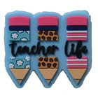Turquoise Teacher Life on Multi Color Pencils Silicone Focal Bead