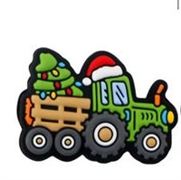 Jolly Christmas Tractor with Tree Silicone Focal Bead