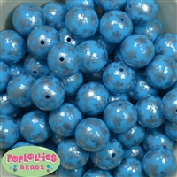 20mm Blue Snowflake Bubblegum Beads