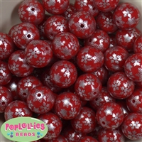 20mm Red Snowflake Bubblegum Beads