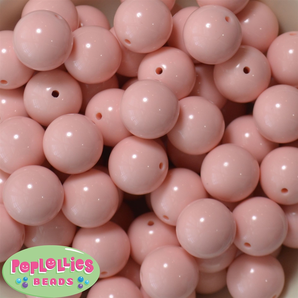 20mm White Solid Bubblegum Beads