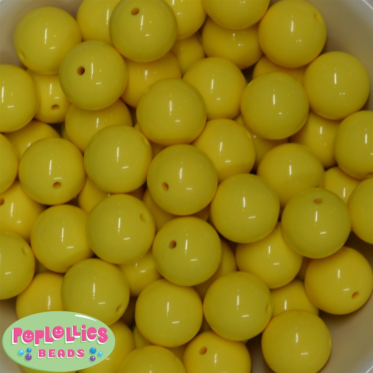 20mm Yellow Acrylic Bubblegum Beads Bulk sold in 1 pound packages,  wholesale pricing