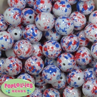 20mm USA Splattered Miracle AB Acrylic Bubblegum Beads