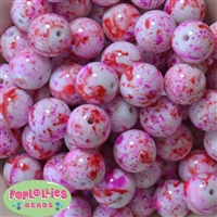 20mm Valentine Splattered Miracle AB Acrylic Bubblegum Beads