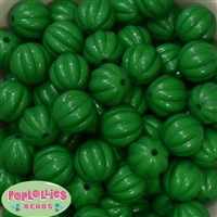20mm Emerald Green Pumpkin Style Acrylic Bubblegum Bead