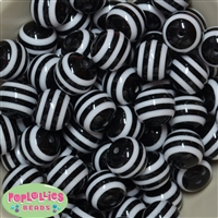 20mm Black Stripe Resin Bubblegum Beads