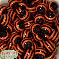 20mm Orange and Black Stripe Resin Bubblegum Beads