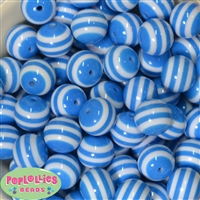 20mm Blue Stripe Resin Bubblegum Beads