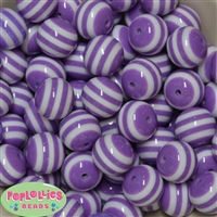 20mm Lavender Stripe Resin Bubblegum Beads