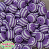 20mm Lavender Stripe Resin Bubblegum Beads Bulk