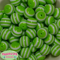 20mm Lime Stripe Resin Bubblegum Beads