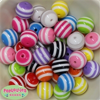 20mm Mixed Stripe Resin Bubblegum Beads