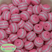20mm Pink Stripe Resin Bubblegum Beads