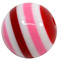 20mm Valentine Stripe Resin Bubblegum Beads