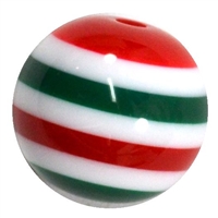 20mm Red and Green Stripe Resin Bubblegum Beads