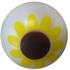 20mm Sunflower Print on a White Matte Bead