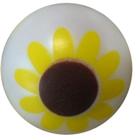 20mm Sunflower Print on a White Matte Bead