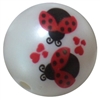 20mm Valentine Ladybug Zombie Print on a White Matte Bead