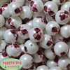 20mm Valentine Ladybug Print on a White Matte Bead