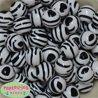 20mm Zebra Stripe Bubblegum Bead