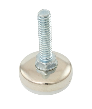 3/8-16 (1-3/8" Base) Hex Leveler with Plastic Base -  Nickel/White