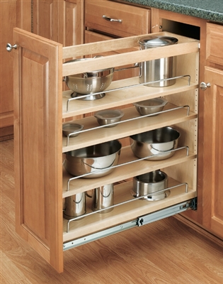 Wood Classics 8" Pull-Out Base Organizer w/Chrome Rails - Maple