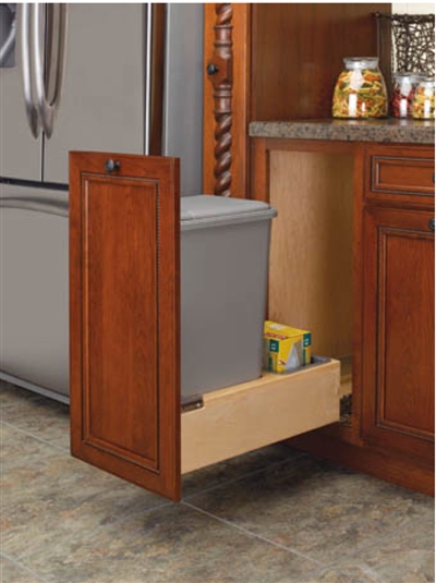 Rev-A-Motion 1 x 50Qt  Door Mount Waste Container (11 3/8"W x 22 3/4"D x 23 3/16"H) - Maple