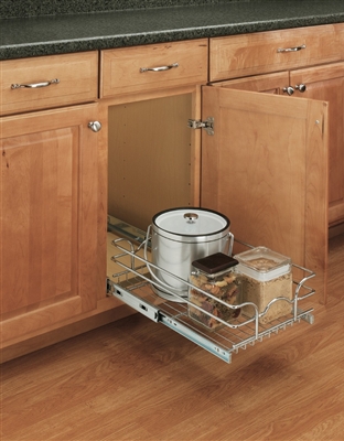 Single Pull-Out Wire Basket (20 1/2"W X 22"D x 7"H) - Chrome