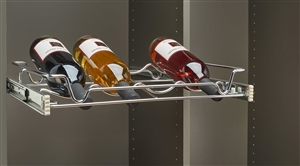 Sliding Bottle Rack, 4 Bottles (2" H x 18" W x 14" D) - Chrome