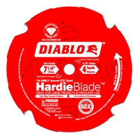 Freud Diablo 7 1/4" x 4 Tooth Polycrystalline Diamond Tipped TCG Hardie Fiber Cement Saw Blade with 5/8" Arbor