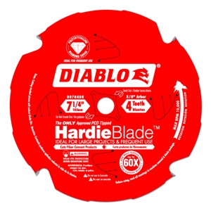 Freud Diablo 7 1/4" x 4 Tooth Polycrystalline Diamond Tipped TCG Hardie Fiber Cement Saw Blade with 5/8" Arbor