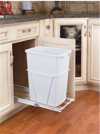 RAS 1 x 35Qt Pull-Out Waste Container  (10"W x 22"D x19"H) - White