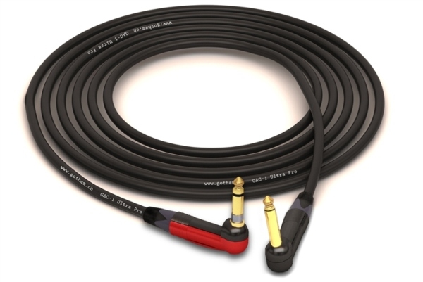 Gotham GAC-1 Ultra Pro 90&deg; Right-Angle Silent Instrument Cable | Guitar Bass & Keyboard w/ Neutrik Gold 90&deg; Right-Angle 1/4" TS Connectors