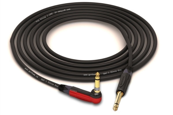 Rush Order Gotham GAC-1 Ultra Pro Instrument Cable | Neutrik Gold 90° Right-Angle Silent 1/4" TS Connector