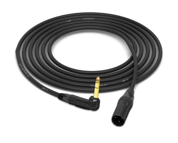 90&deg; Right-Angle 1/4" TRS to XLR-Male Cable | Made from Gotham GAC-3 & Neutrik Gold Connectors