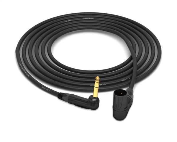 90&deg; Right-Angle 1/4" TRS to 90&deg; Right-Angle XLR-Male Cable | Made from Gotham GAC-4/1 & Neutrik Gold Connectors