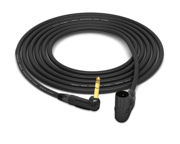 90&deg; Right-Angle 1/4" TRS to 90&deg; Right-Angle XLR-Male Cable | Made from Mogami 2549 Neglex Cable & Neutrik Gold Connectors
